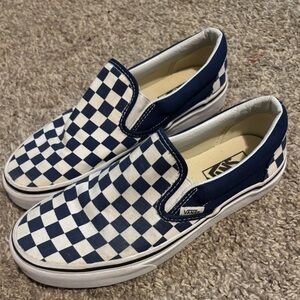 Vans Unisex Navy Blue Checkered Slip-On Shoes